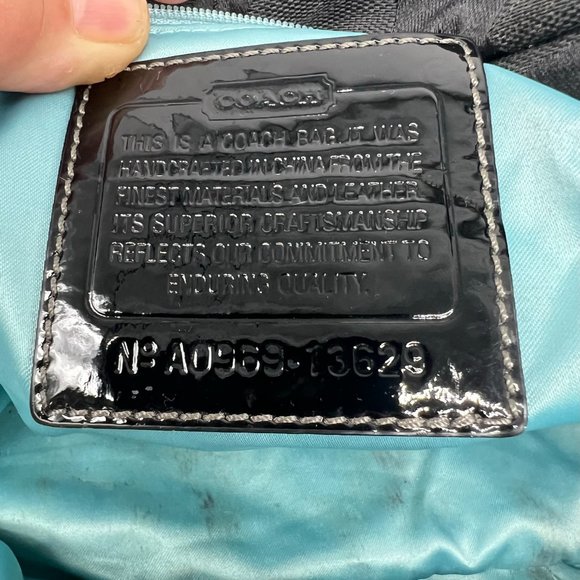 Coach Black Signature Nylon Diaper Bag & Inner Tote Bag A0969 Authentic Large - Picture 10 of 11